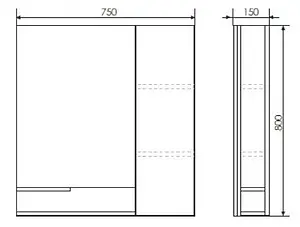 Шкаф-зеркало Comforty Верона 75 дуб белый 00004137100CF Шкаф-зеркало Comforty Верона 75 дуб белый 00004137100CF, 2