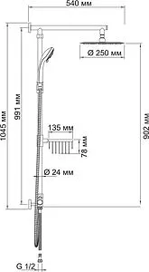 Душевая система без смесителя Wasserkraft хром матовый A038 Душевая система без смесителя Wasserkraft хром матовый A038, 2