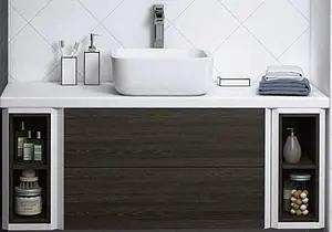 Тумба-умывальник подвесная Aquaton Брук 100 (20+60+20) дуб феррара/белый, 1