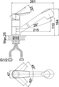 Смеситель для кухни с выдвижным изливом D&K Rhein Mosel хром DA1262501, 2