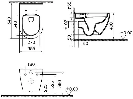 Комплект 5 в 1 VitrA Mia Rоund SmoothFlush 9873B003-7201 с кнопкой 740-2280 хром глянцевый Комплект 5 в 1 VitrA Mia Rоund SmoothFlush 9873B003-7201 с кнопкой 740-2280 хром глянцевый