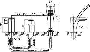 Смеситель на борт ванны на 3 отверстия D&K Berlin Freie хром DA1434901 Смеситель на борт ванны на 3 отверстия D&K Berlin Freie хром DA1434901, 2