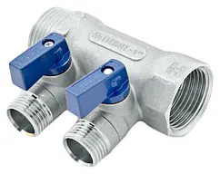 Коллектор запорный проходной 2 отвода 1"в/н x ½"к Tiemme NINO 1820010 Коллектор запорный проходной 2 отвода 1"в/н x ½"к Tiemme NINO 1820010