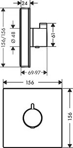 Термостат для 1 потребителя Hansgrohe ShowerSelect Glass Highflow белый/хром 15734400, 2