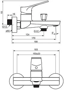 Смеситель для ванны Damixa Merkur хром 401000000 Смеситель для ванны Damixa Merkur хром 401000000, 2