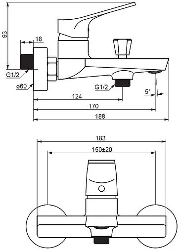 Смеситель для ванны Damixa Merkur хром 401000000 Смеситель для ванны Damixa Merkur хром 401000000