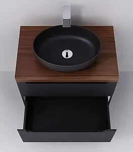 Тумба-умывальник подвесная Jorno Wood 80 серый wood.01.80/P/GR+ Тумба-умывальник подвесная Jorno Wood 80 серый wood.01.80/P/GR+, 3