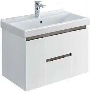 Тумба-умывальник подвесная Aquaton Рене 80 белый/грецкий орех 1A2586K0NRC80, 1