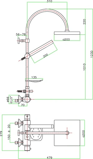 Душевая система с термостатом для душа Fiore X-Termo хром 31CR0983