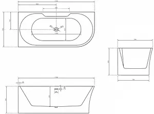 Ванна акриловая Abber 170x78 L AB9335-1.7 L, 2