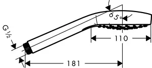 Лейка ручного душа Hansgrohe Croma E 110 1jet хром/белый 26814400 Лейка ручного душа Hansgrohe Croma E 110 1jet хром/белый 26814400, 2