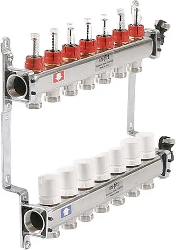 Группа коллекторная с расходомерами 7 отводов 1&quot;в/в x ¾&quot;ек Uni-fitt 450I4307