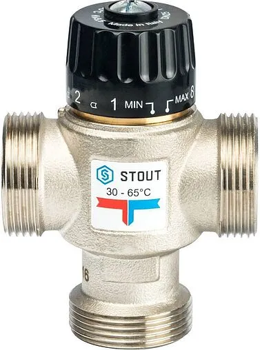 Трехходовой термостатический смесительный клапан 1¼&quot; +30...+65°С Kvs 3.5 Stout SVM-0025-356532