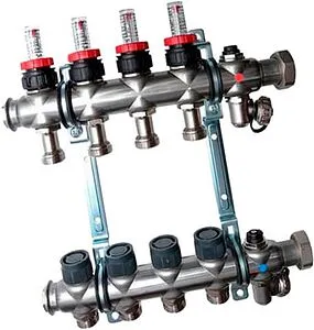 Группа коллекторная с расходомерами 4 отвода 1"нг x ¾"ек Oventrop Multidis SF 1404354 Группа коллекторная с расходомерами 4 отвода 1"нг x ¾"ек Oventrop Multidis SF 1404354, 1