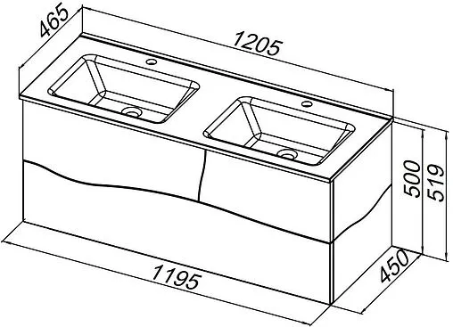 Тумба под умывальник подвесная Allen Brau Glority 120 дуб антик 1.35004.NW