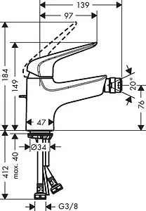 Смеситель для биде Hansgrohe Novus хром 71142000, 2