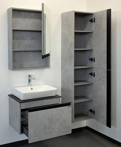 Тумба-умывальник подвесная Comforty Эдинбург 60 бетон светлый/чёрный 00-00001928CF Тумба-умывальник подвесная Comforty Эдинбург 60 бетон светлый/чёрный 00-00001928CF