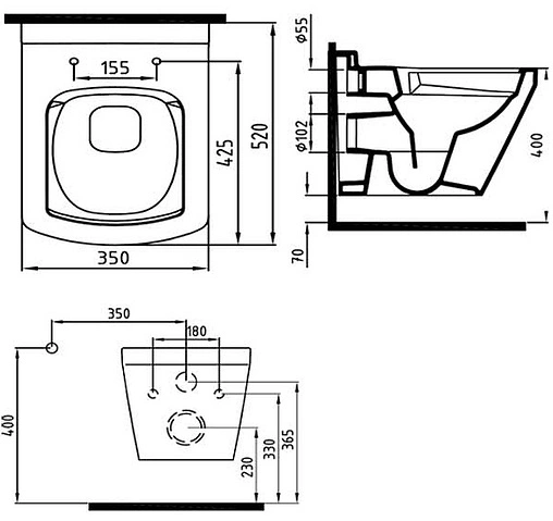 Унитаз подвесной безободковый с функцией биде Bien Neptun белый NPKA052N1VP1W3000
