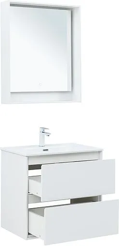 Тумба-умывальник подвесная Aquanet Милан 70 белый глянец 00336368+00284027