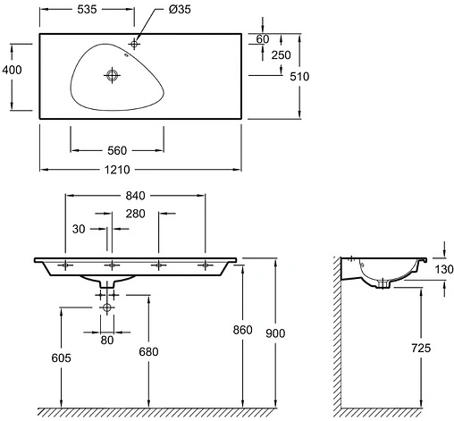 Раковина Jacob Delafon Nouvelle Vague 121 белый EXAP112-Z-00