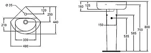 Раковина Ideal Standard Connect 48 белый E793101 Раковина Ideal Standard Connect 48 белый E793101, 2