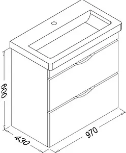 Тумба-умывальник подвесная ISVEA Neo 100 серый 21NGS329100E Тумба-умывальник подвесная ISVEA Neo 100 серый 21NGS329100E, 2
