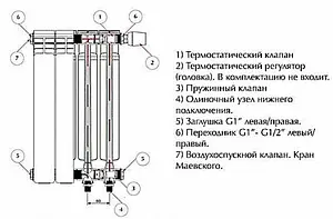 Радиатор биметаллический 14 секции нижнее правое подключение Rifar Base Ventil 350 RBVR35014 Радиатор биметаллический 14 секции нижнее правое подключение Rifar Base Ventil 350 RBVR35014, 2