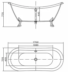 Ванна акриловая отдельностоящая Swedbe Vita 176x72 8818CH, 3