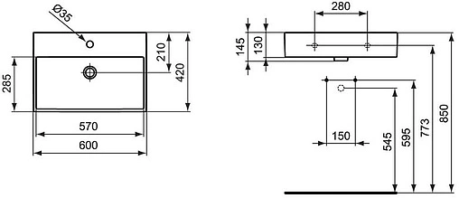 Раковина Ideal Standard Strada 60 белый K077801 Раковина Ideal Standard Strada 60 белый K077801