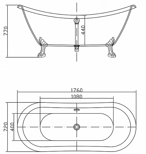 Ванна акриловая отдельностоящая Swedbe Vita 176x72 8818CH