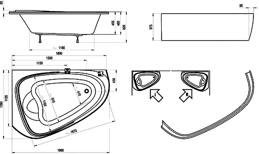 Ванна акриловая Ravak LOVE STORY II 200x140 P C761000000