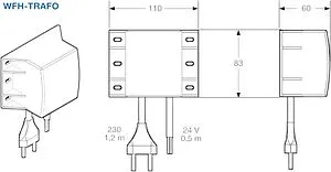 Трансформатор для коммутационных модулей WFHC 230VAC / 24VAC / 60VA WATTS WFH-TRAFO 60VA 10021128, 2