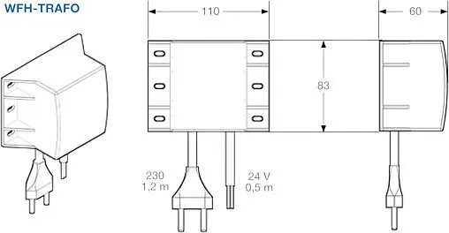 Трансформатор для коммутационных модулей WFHC 230VAC / 24VAC / 60VA WATTS WFH-TRAFO 60VA 10021128