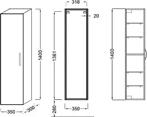 Шкаф-пенал подвесной Jacob Delafon Ola 35 серый антрацит EB396-N14, 2
