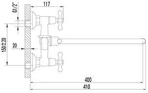 Смеситель для ванны с длинным изливом Lemark Standard хром LM2151C Смеситель для ванны с длинным изливом Lemark Standard хром LM2151C, 2