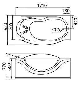 Ванна акриловая с гидромассажем Gemy 171x92 R G9072 O R, 2