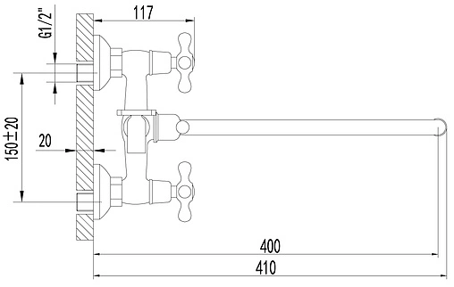 Смеситель для ванны с длинным изливом Lemark Standard хром LM2151C