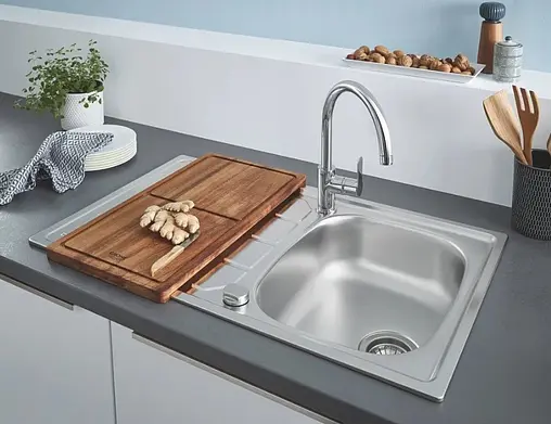 Мойка кухонная со смесителем Grohe K200-86 нержавеющая сталь 31562SD1