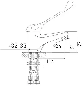 Смеситель для раковины хирургический Gross Aqua Professional хром 6546509C, 2