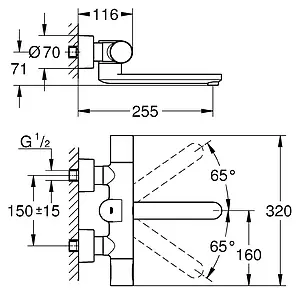 Термостат для раковины Grohe Eurosmart Cosmopolitan хром 36333000 Термостат для раковины Grohe Eurosmart Cosmopolitan хром 36333000, 2