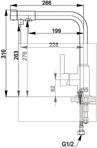 Смеситель для кухни с подключением к фильтру GranFest графит 7671 графит