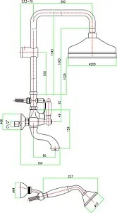 Душевая система со смесителем для ванны Fiore Coloniale хром 02CR0615 Душевая система со смесителем для ванны Fiore Coloniale хром 02CR0615, 2