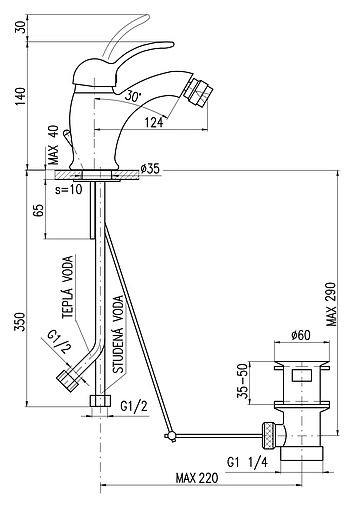 Смеситель для биде Rav Slezak Labe хром L045.5K
