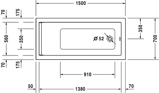 Ванна акриловая Duravit Starck 150x70 700331000000000