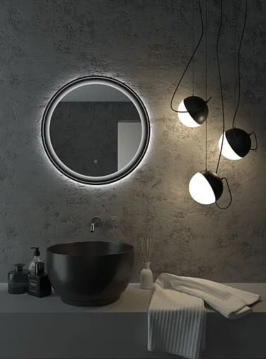Зеркало с подсветкой Continent Planet black Led 70 с бесконтактным сенсором чёрный ЗЛП1188