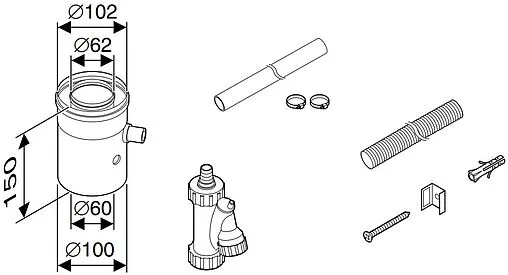 Конденсатоотводчик Ø 60/100мм Buderus 7736995087