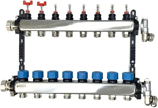 Группа коллекторная с расходомерами 8 отводов 1&quot;в/н x ¾&quot;ек Henco UFH-0605MDSS08