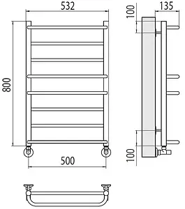 Полотенцесушитель водяной лесенка Terminus Евромикс П8 500х800 полированная сталь 4670078530165, 2