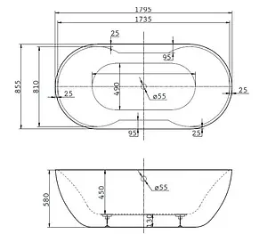 Ванна акриловая отдельностоящая BelBagno 180x85 BB28 Ванна акриловая отдельностоящая BelBagno 180x85 BB28, 2
