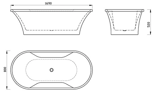 Ванна акриловая отдельностоящая Gemy 169x80 G9228